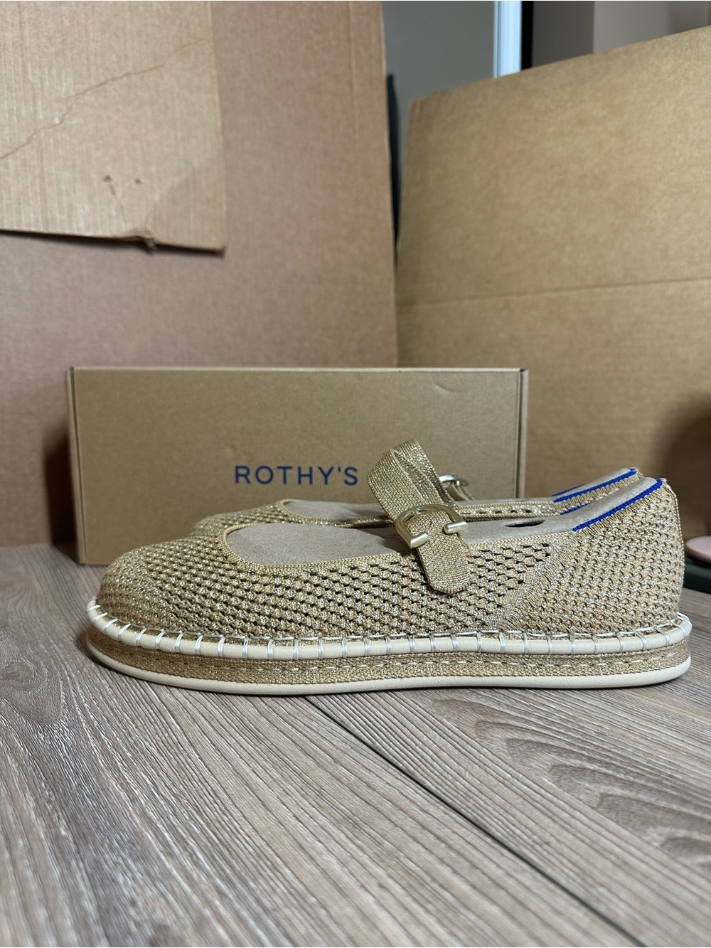 Rothy’s The Espadrille Mary Jane Metallic Golden Sun - Picture 5 of 16